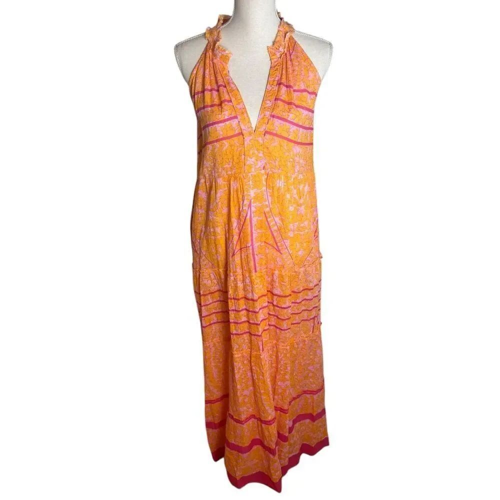 Lola Australia SAPPHIRE MAXI Dress in Orange pink S - Picture 2 of 7
